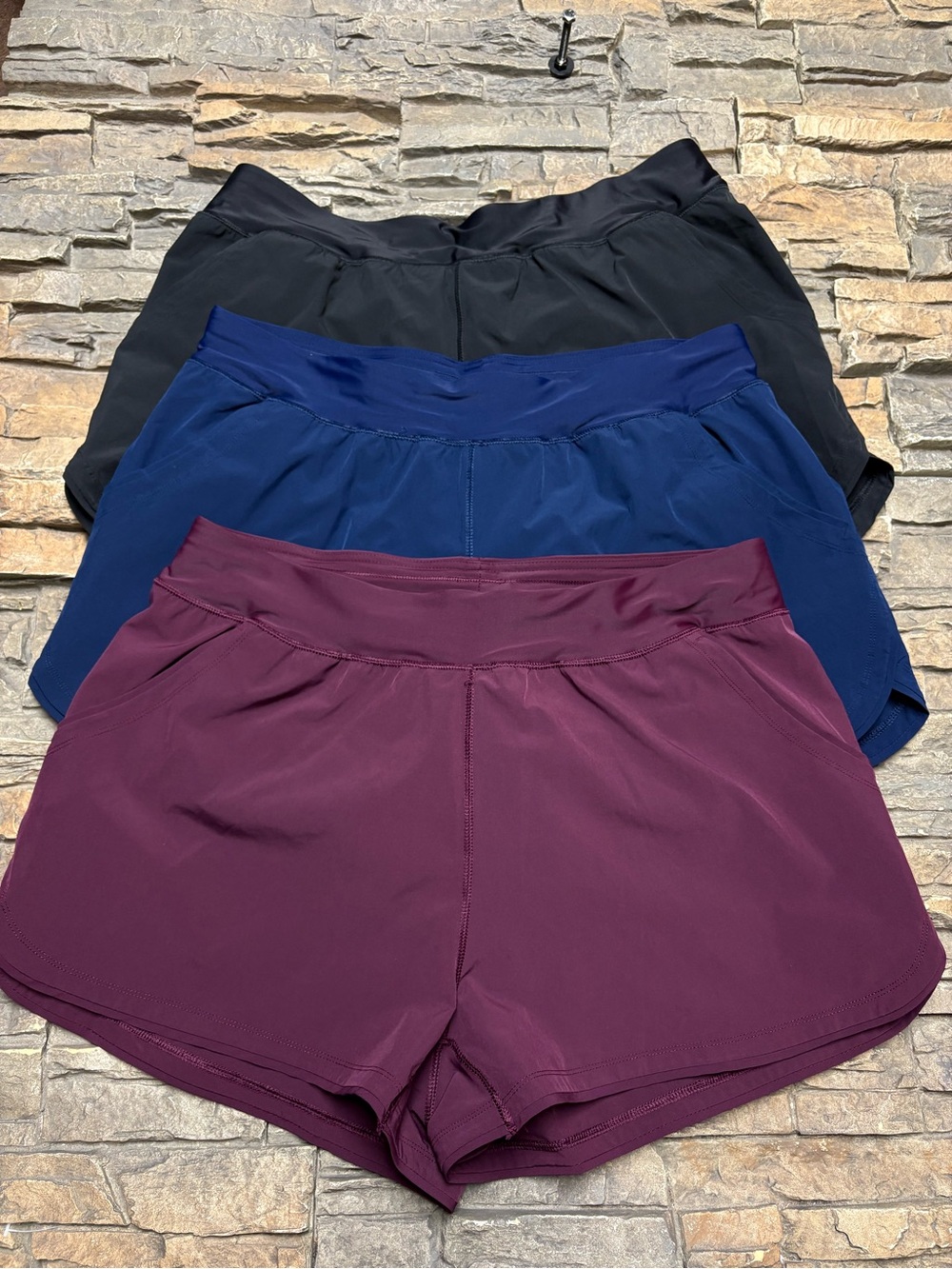 Lands End Women Blue Swim Board Short Plus 20W Pockets Lot/3 Blue Black Eggplant